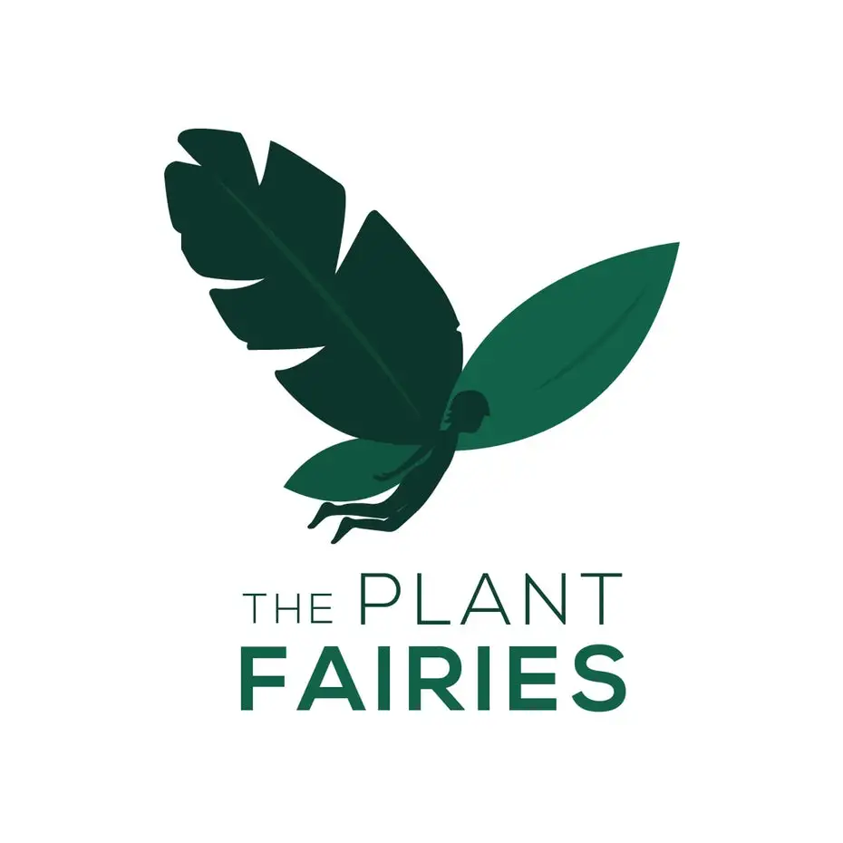silhouette of a fairy with a leaf for one of its wings and the text “The Plant Fairies”