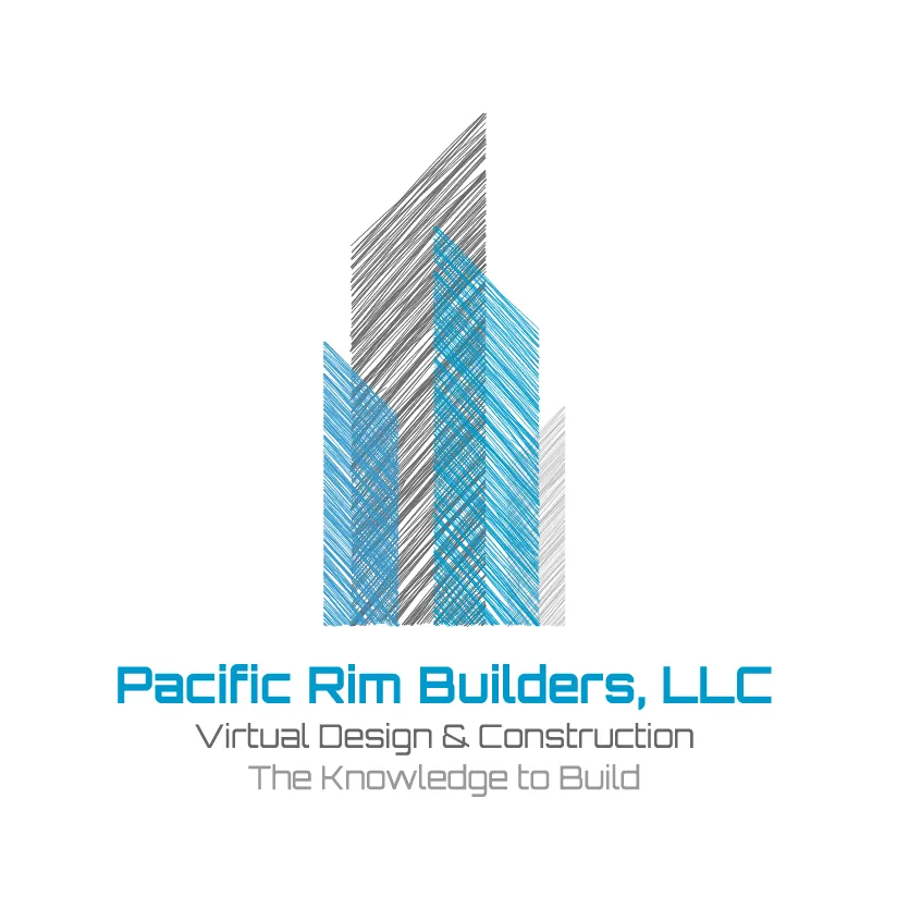 three rectangles, two gray and one blue, with the text “pacific rim builders”
