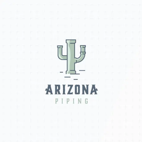 drawing of a cactus made from pipes with the text “arizona piping”
