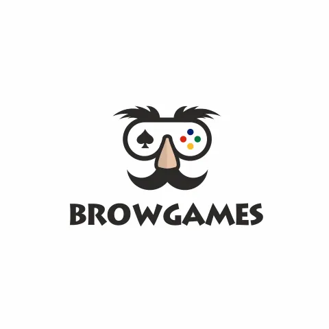 video game controlled fashioned like a mash with a large nose and eyebrows with the text “browgames”