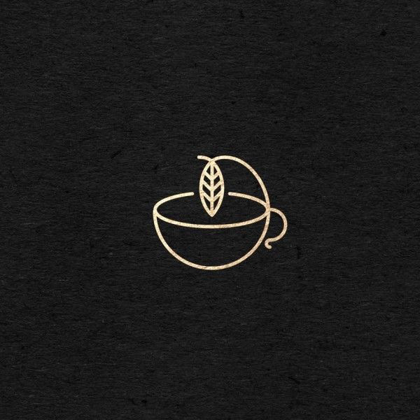 tea leaf in cup minimal logo