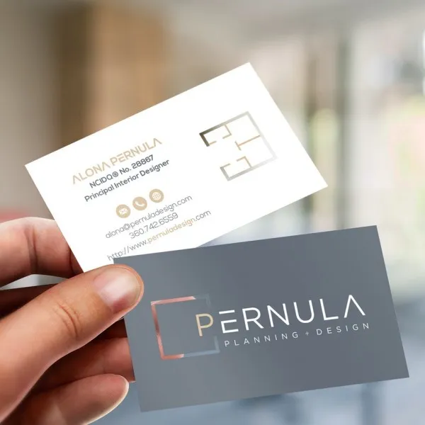 Business card with cut out logo