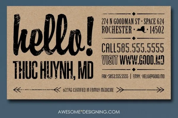 Custom type on business card