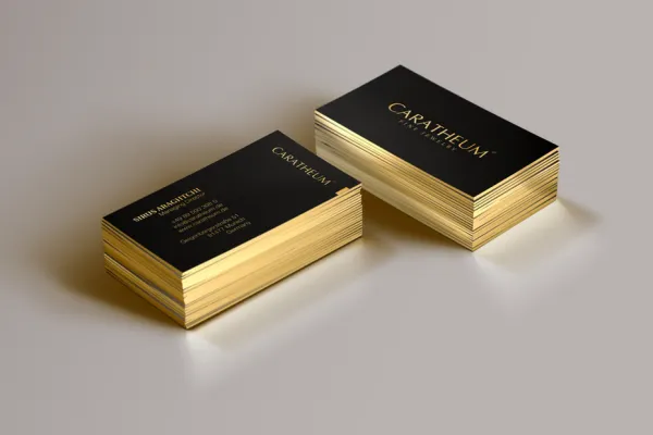 Business card with gold foil stamping and edge painting