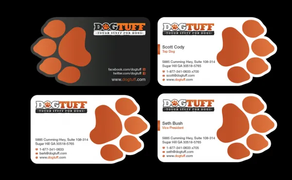 business card with dog paw