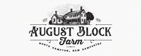 farmhouse and trees on an emblem