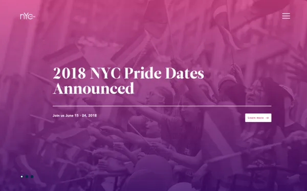 NYC Pride webpage screenshot