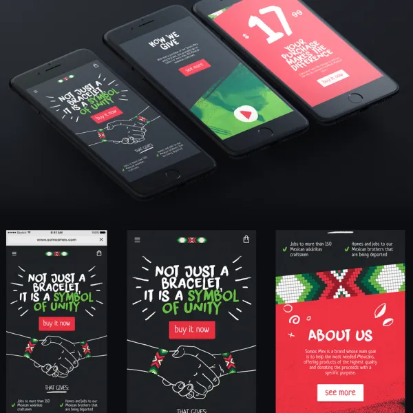 illustrated mobile site design concept