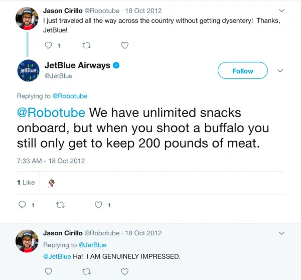 JetBlue customer response tweet