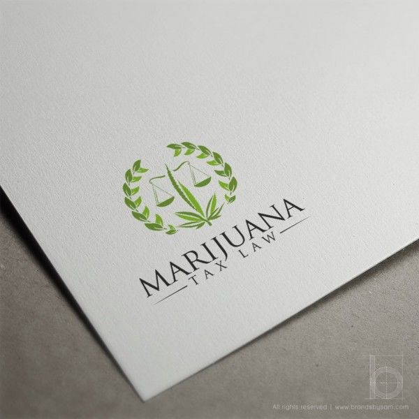 LAW logo WITH MARIJUANA LEAVES, SCALES OF JUSTICE