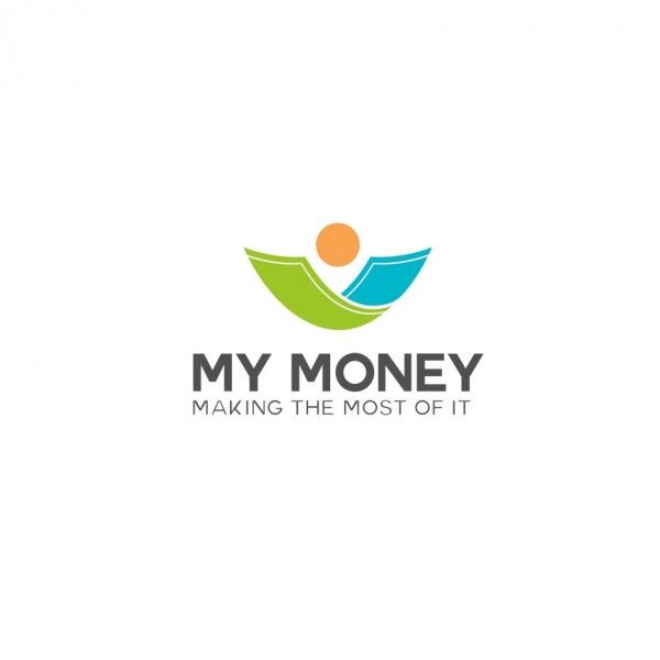 simple flat color money logo design
